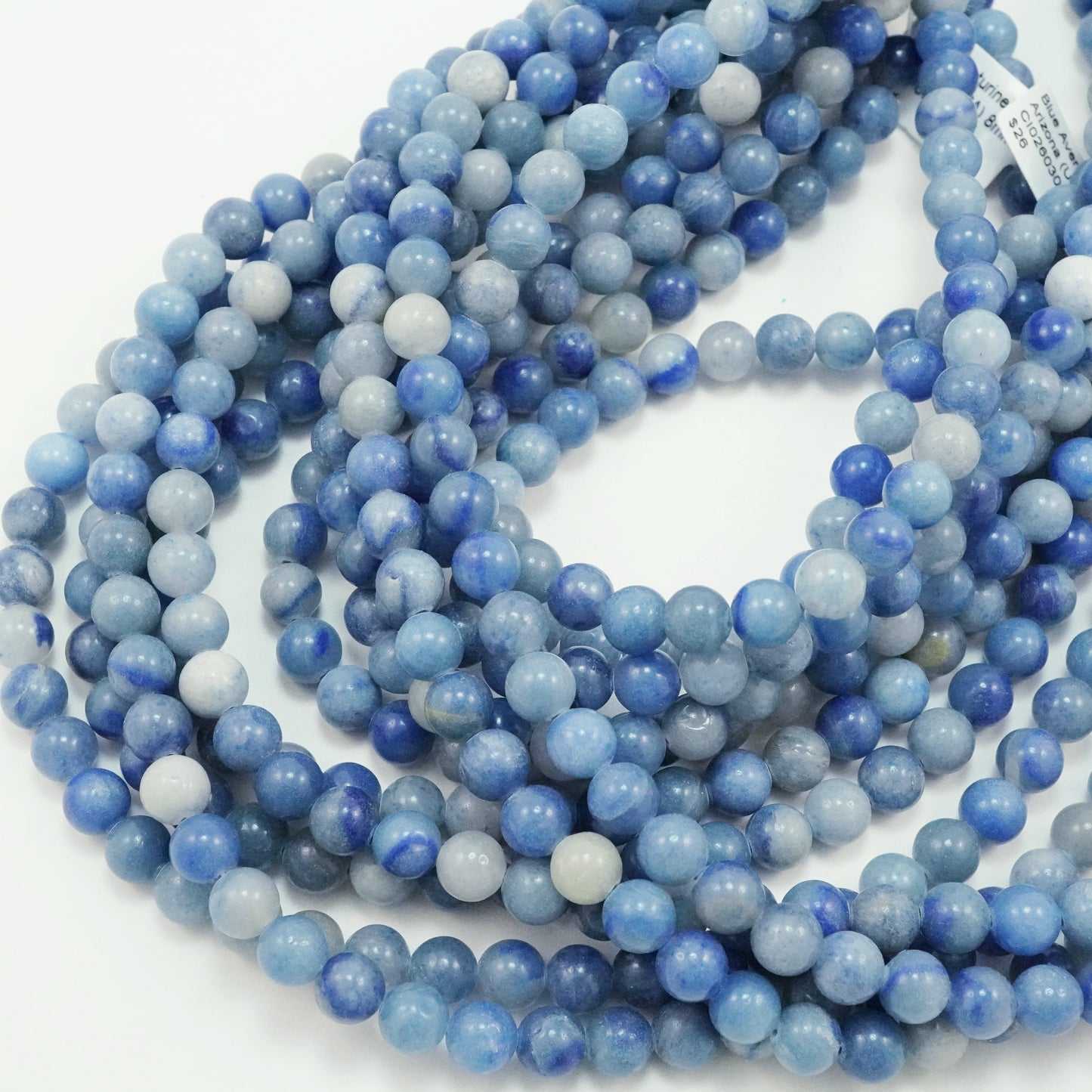 Blue Aventurine (Round)(Smooth)(4mm)(6mm)(8mm)(10mm)(16"Strand)
