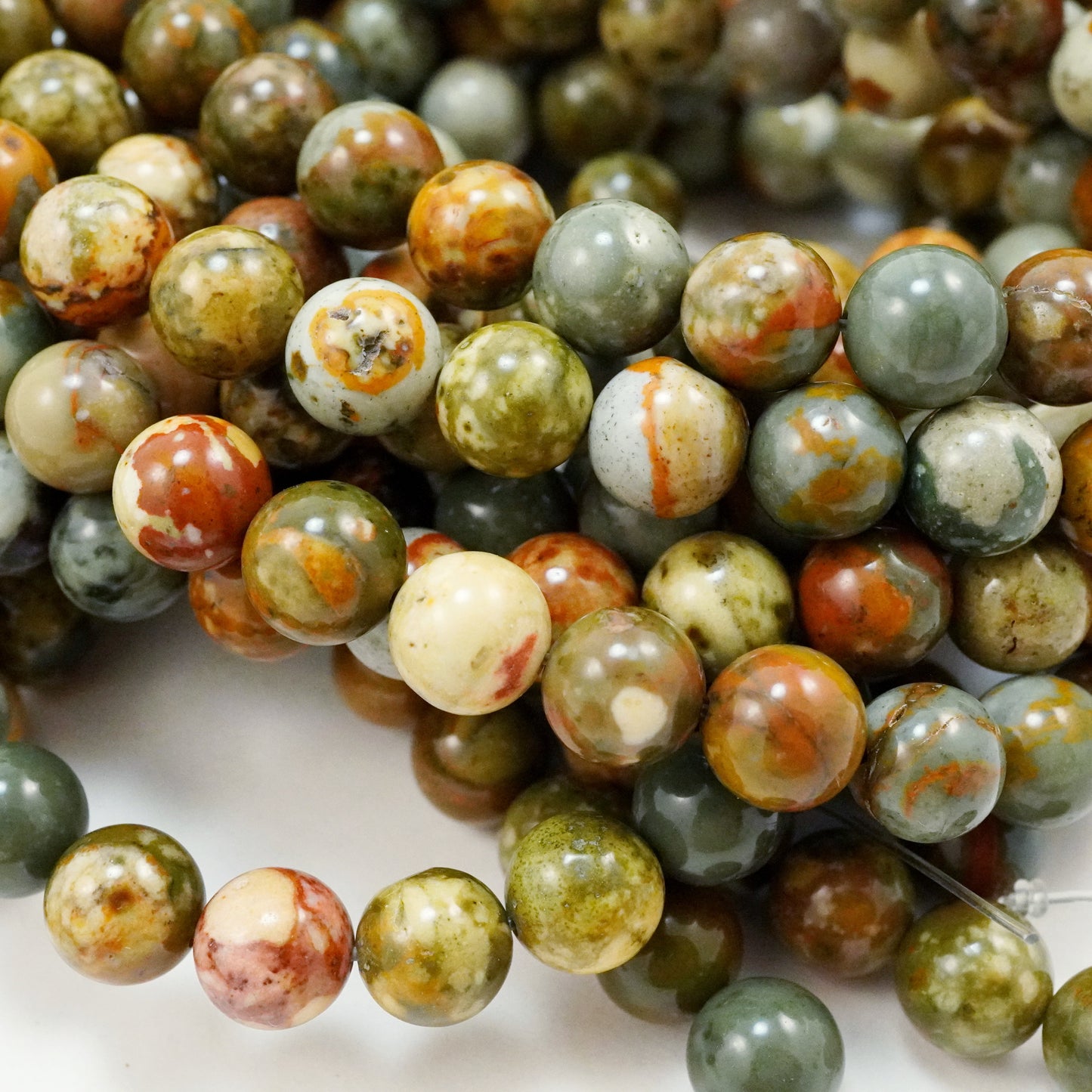 Rocky Butte Jasper (Round)(Smooth)(4mm)(6mm)(8mm)(10mm)(16"Strand)