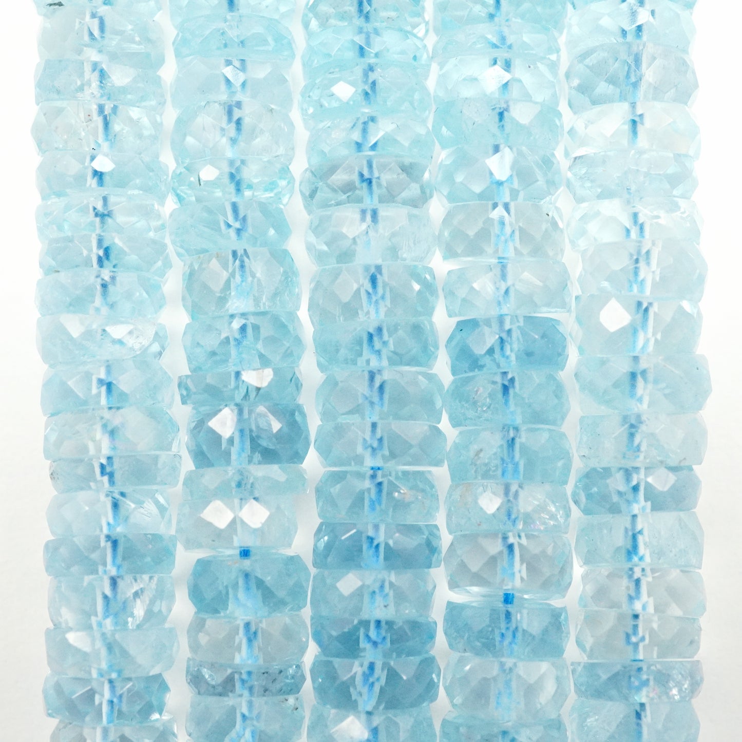 Aquamarine (AAA)(Rondelle)(Faceted)(Graduated)(3mm-10mm)(16"Strand)