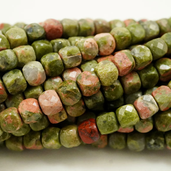 Unakite (Cube)(Micro)(Faceted)(4mm)(15