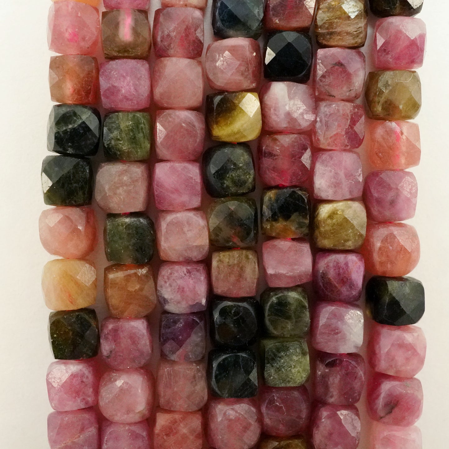 Watermelon Tourmaline (Cube)(Micro)(Faceted)(4mm)(15"Strand)