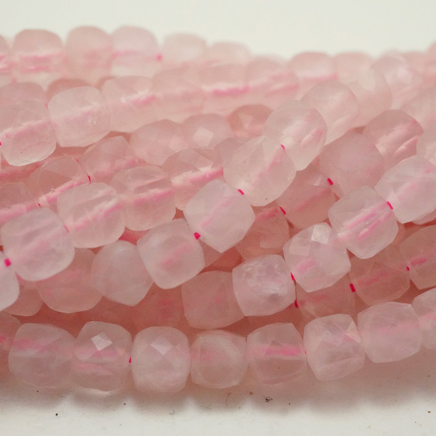 Rose Quartz (Cube)(Micro)(Faceted)(4mm)(15"Strand)