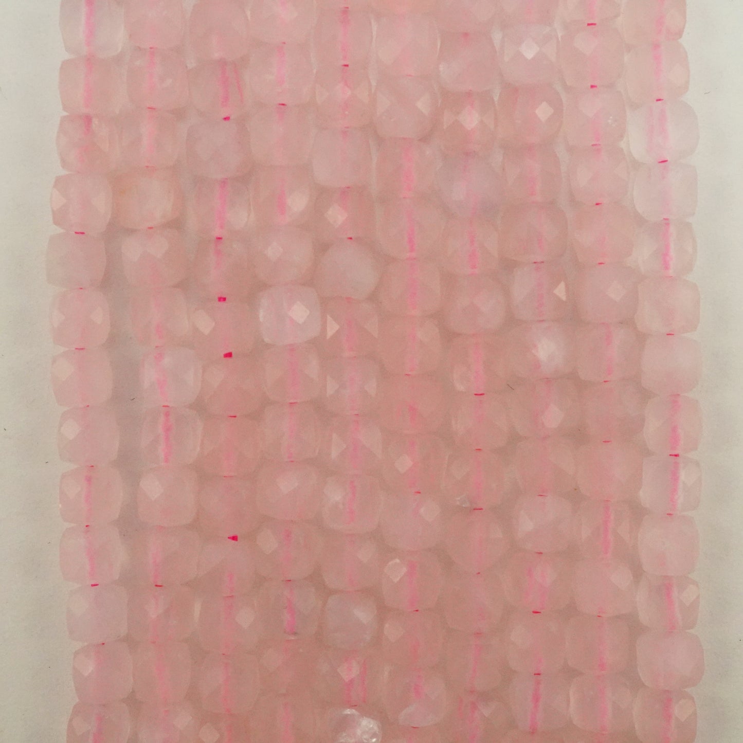 Rose Quartz (Cube)(Micro)(Faceted)(4mm)(15"Strand)