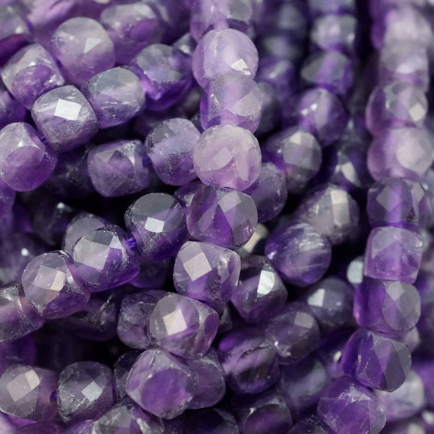 Amethyst (Cube)(Micro)(Faceted)(4mm)(15"Strand)