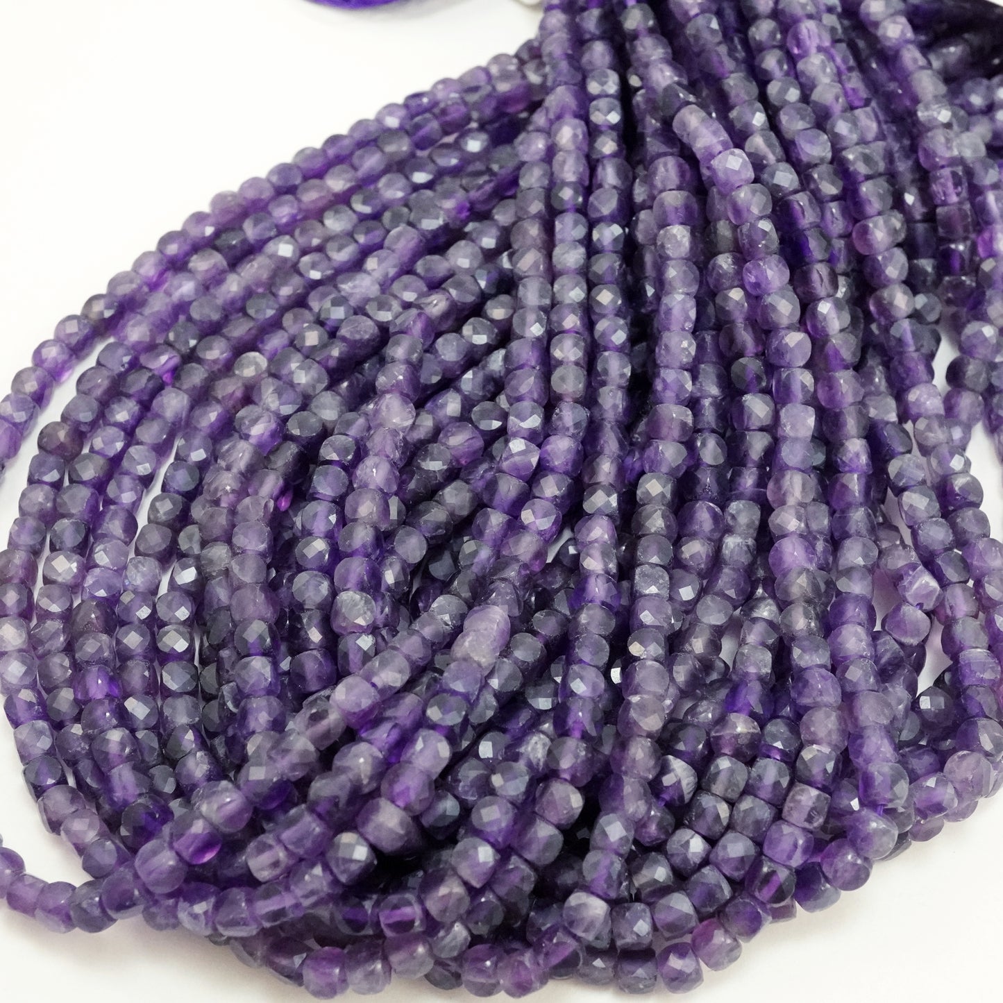 Amethyst (Cube)(Micro)(Faceted)(4mm)(15"Strand)