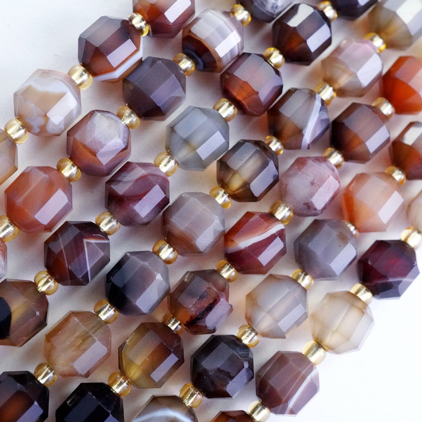 Botswana Agate (Barrel)(Faceted)(8x7mm)(16"Strand)