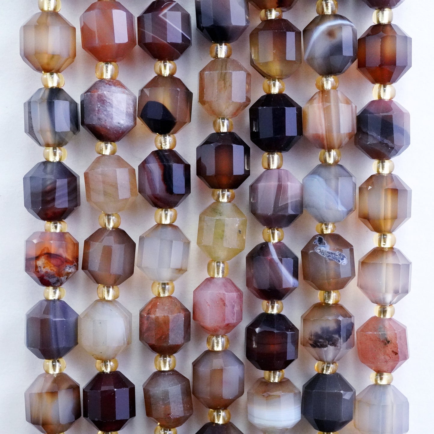 Botswana Agate (Barrel)(Faceted)(8x7mm)(16"Strand)
