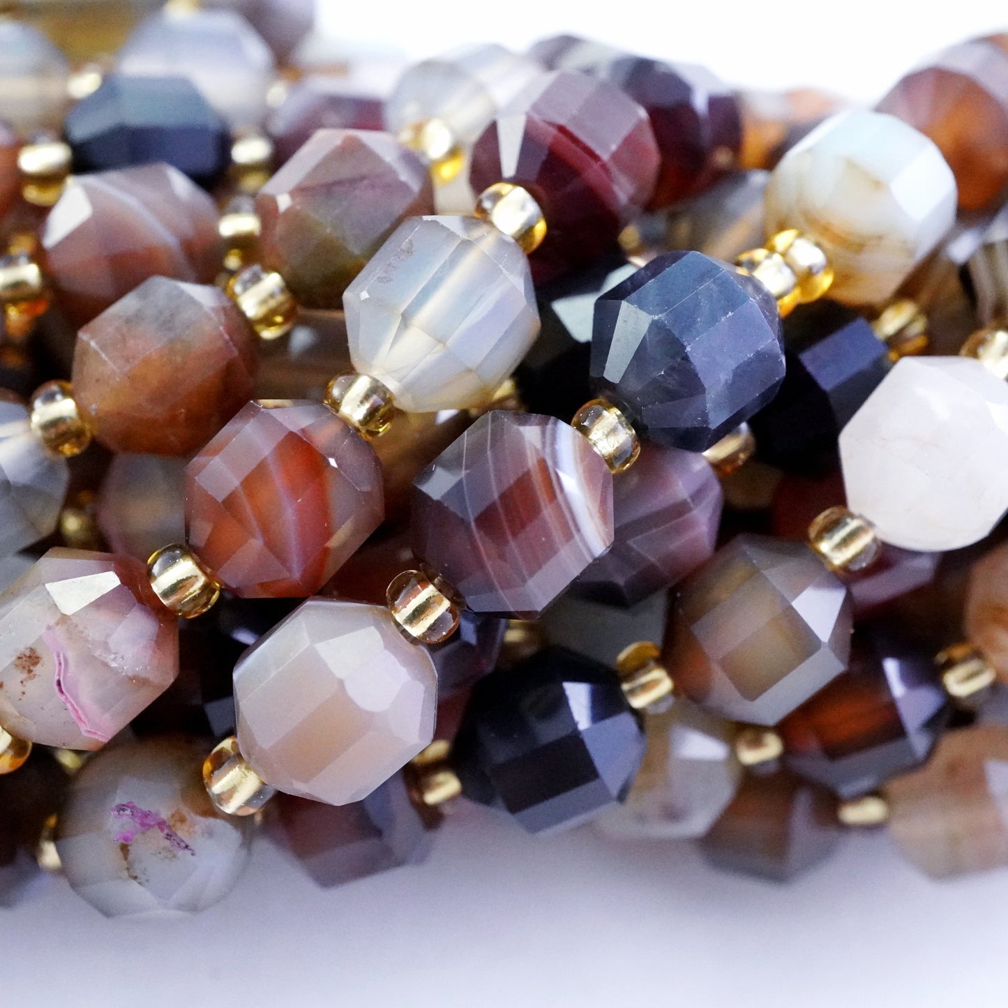 Botswana Agate (Barrel)(Faceted)(8x7mm)(16"Strand)
