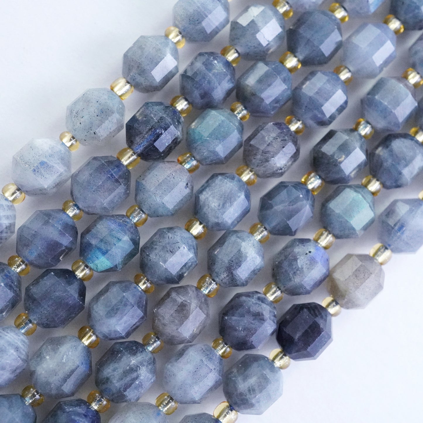 Labradorite (Barrel)(Faceted)(8x7mm)(16"Strand)