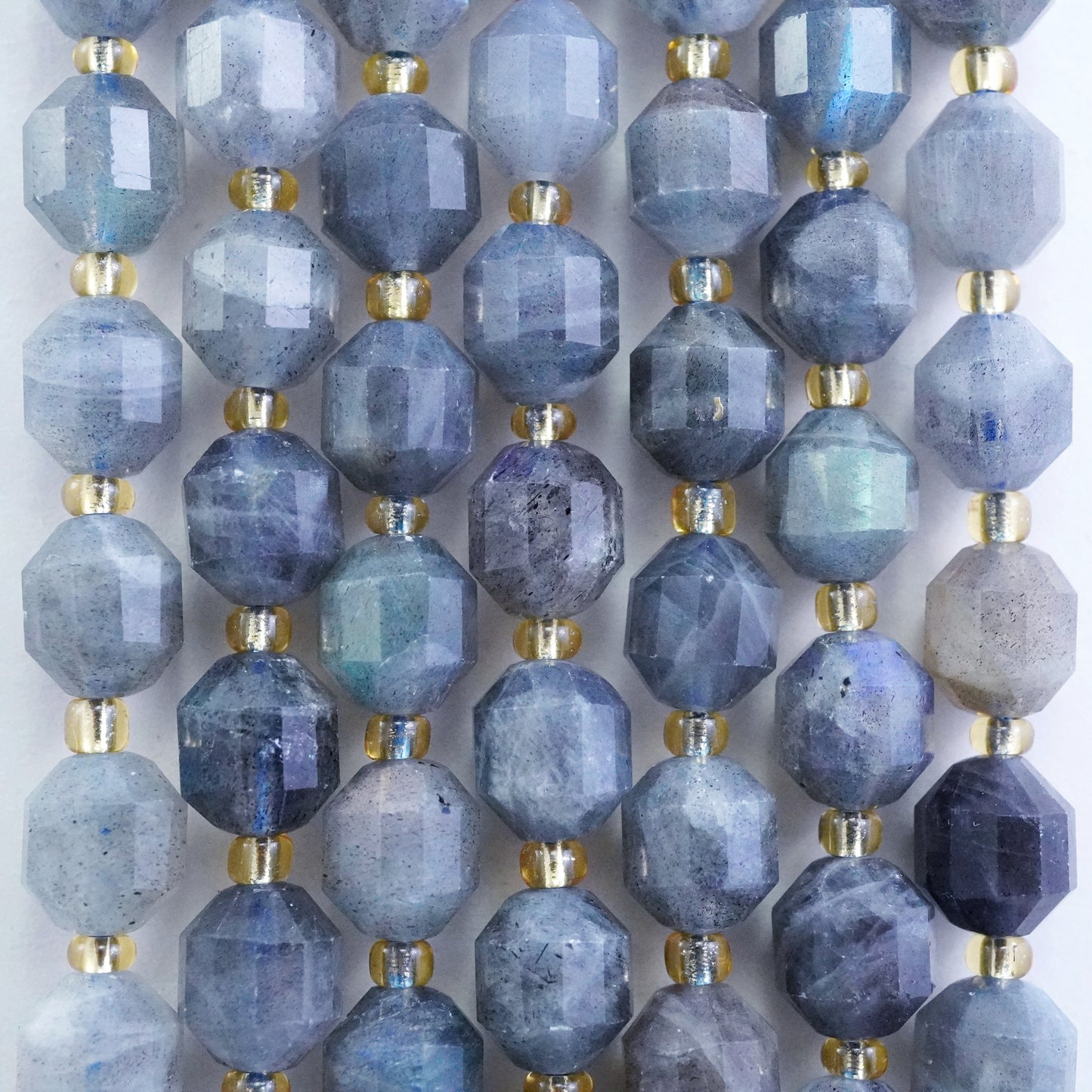 Labradorite (Barrel)(Faceted)(8x7mm)(16"Strand)