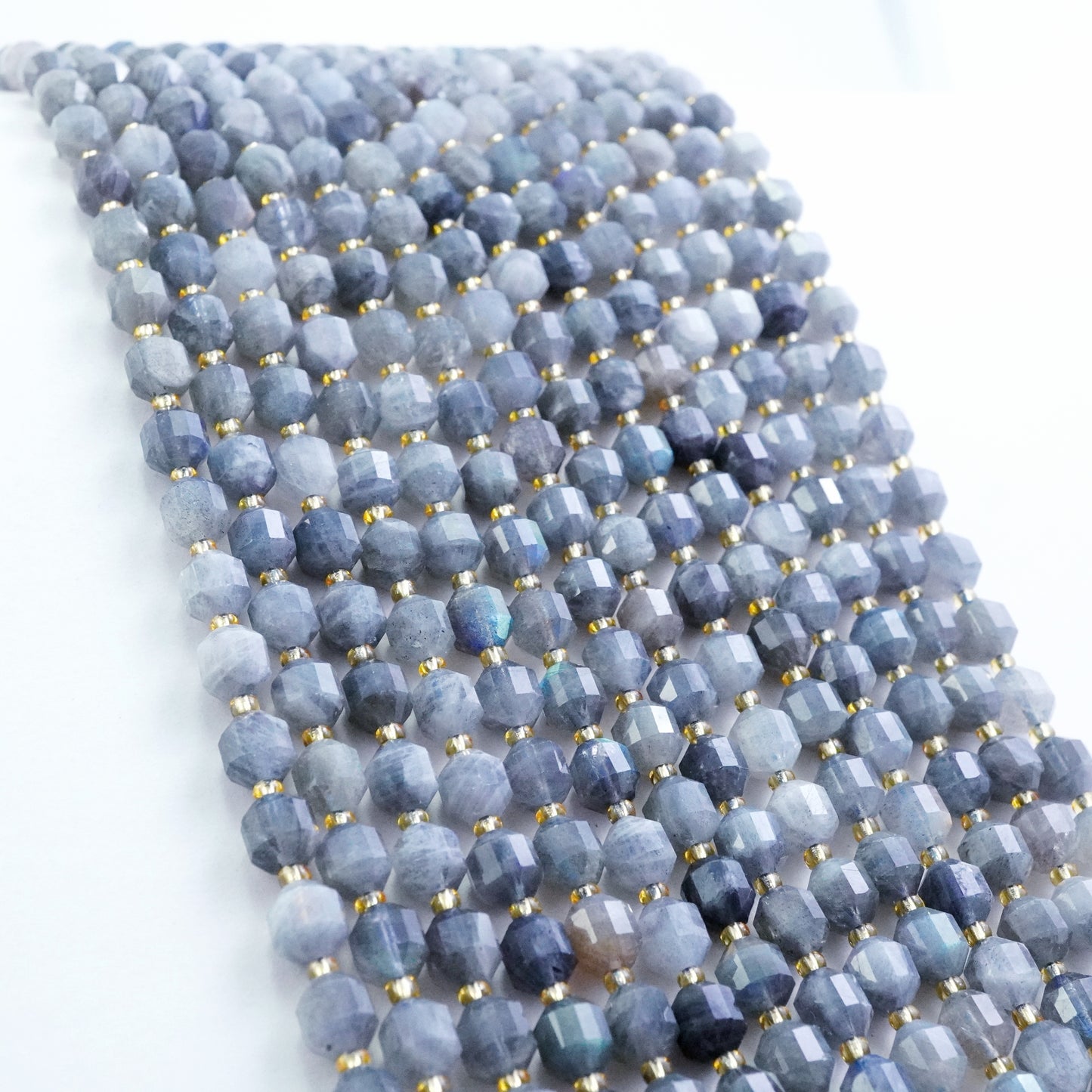 Labradorite (Barrel)(Faceted)(8x7mm)(16"Strand)