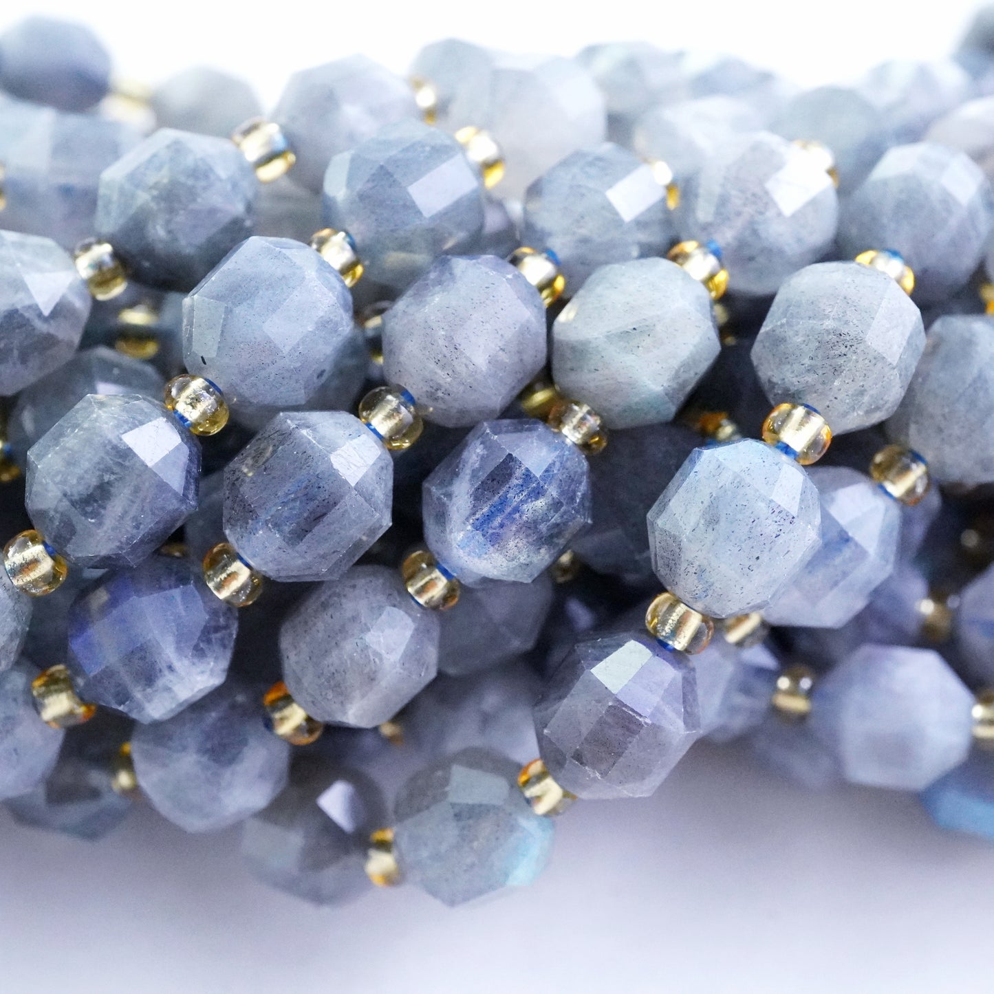 Labradorite (Barrel)(Faceted)(8x7mm)(16"Strand)