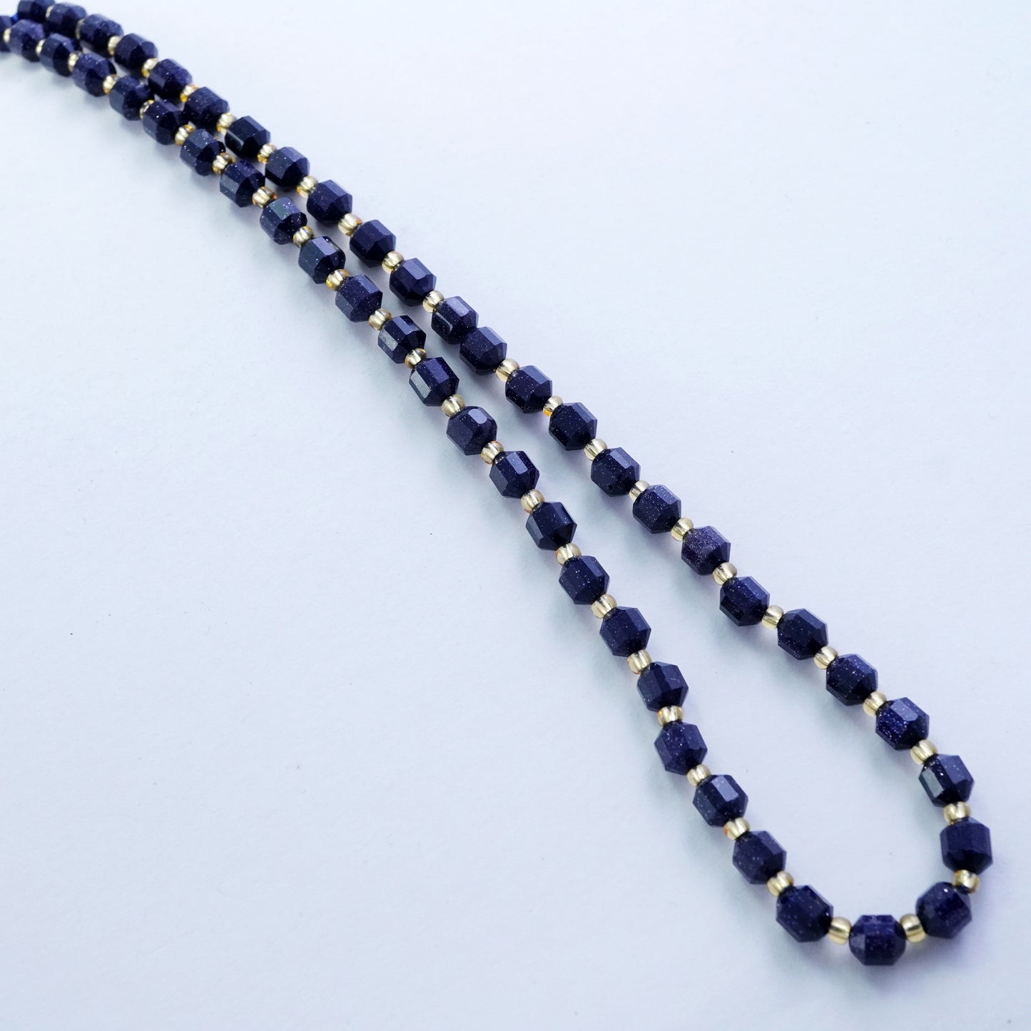 Blue Goldstone (Barrel)(Faceted)(6x5mm)(16"Strand)