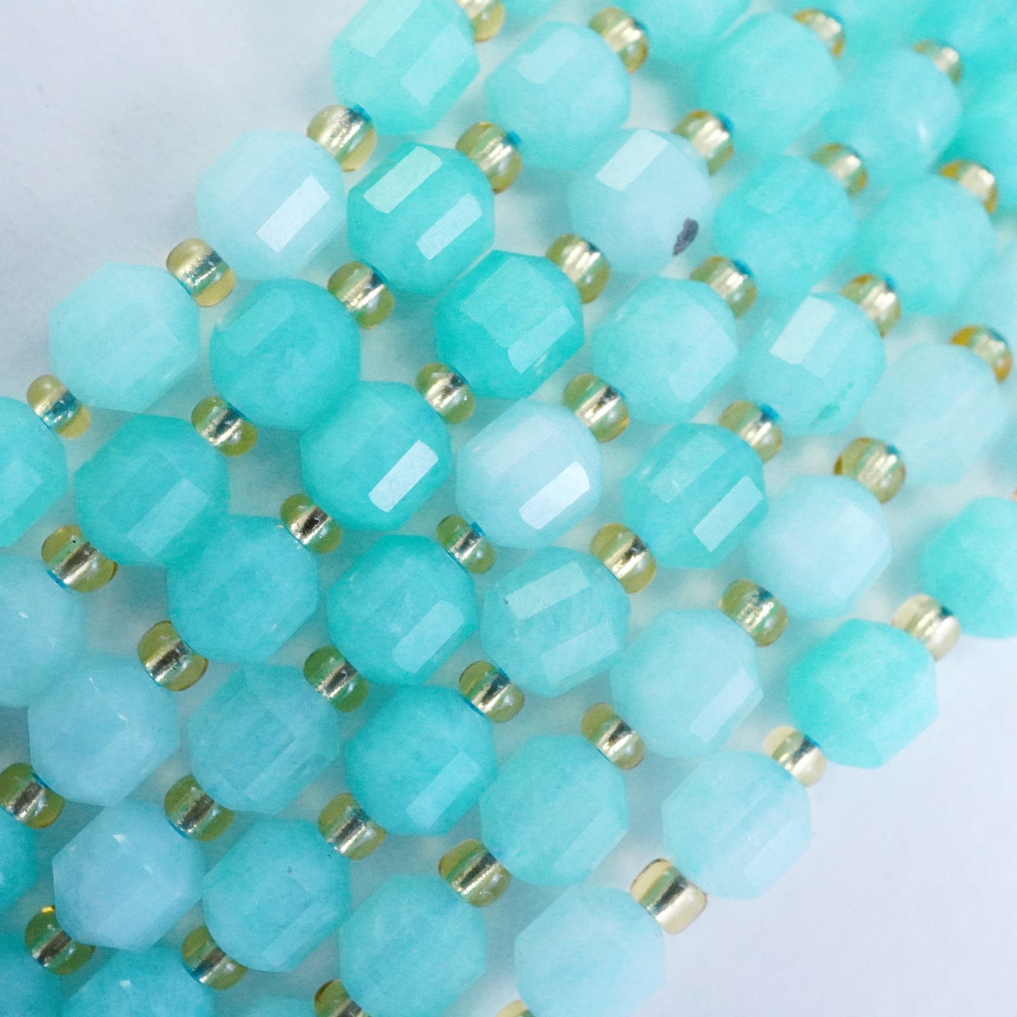 Amazonite (Barrel)(Faceted)(6x5mm)(16"Strand)