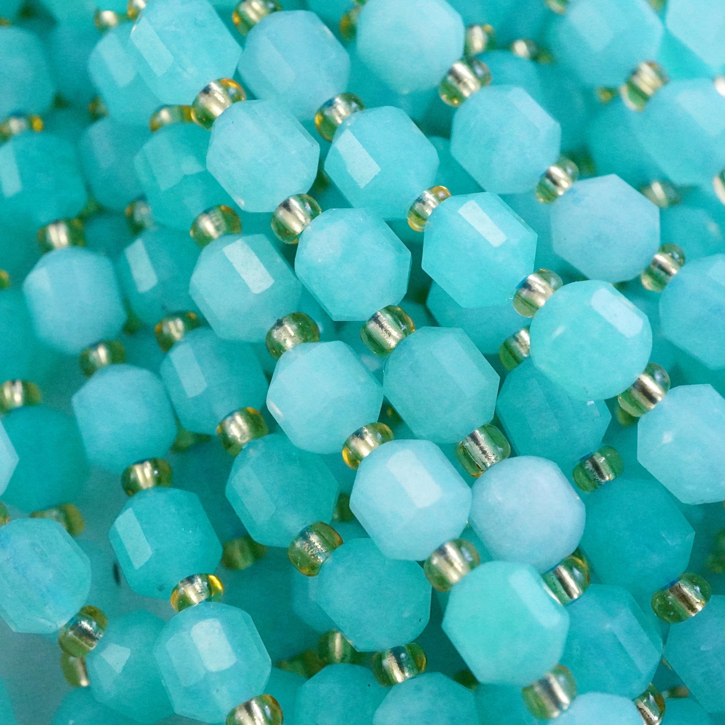 Amazonite (Barrel)(Faceted)(6x5mm)(16"Strand)