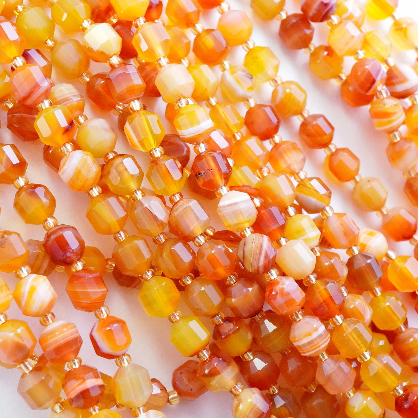 Red Banded Agate (Barrel)(Faceted)(8x7mm)(16"Strand)