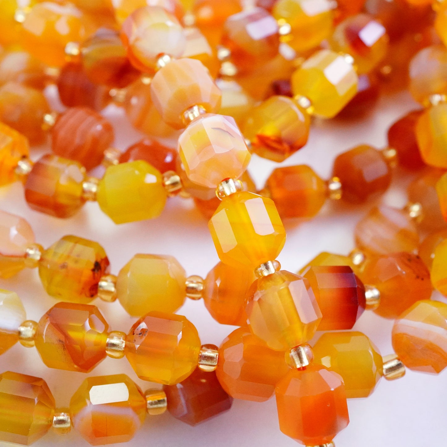 Red Banded Agate (Barrel)(Faceted)(8x7mm)(16"Strand)