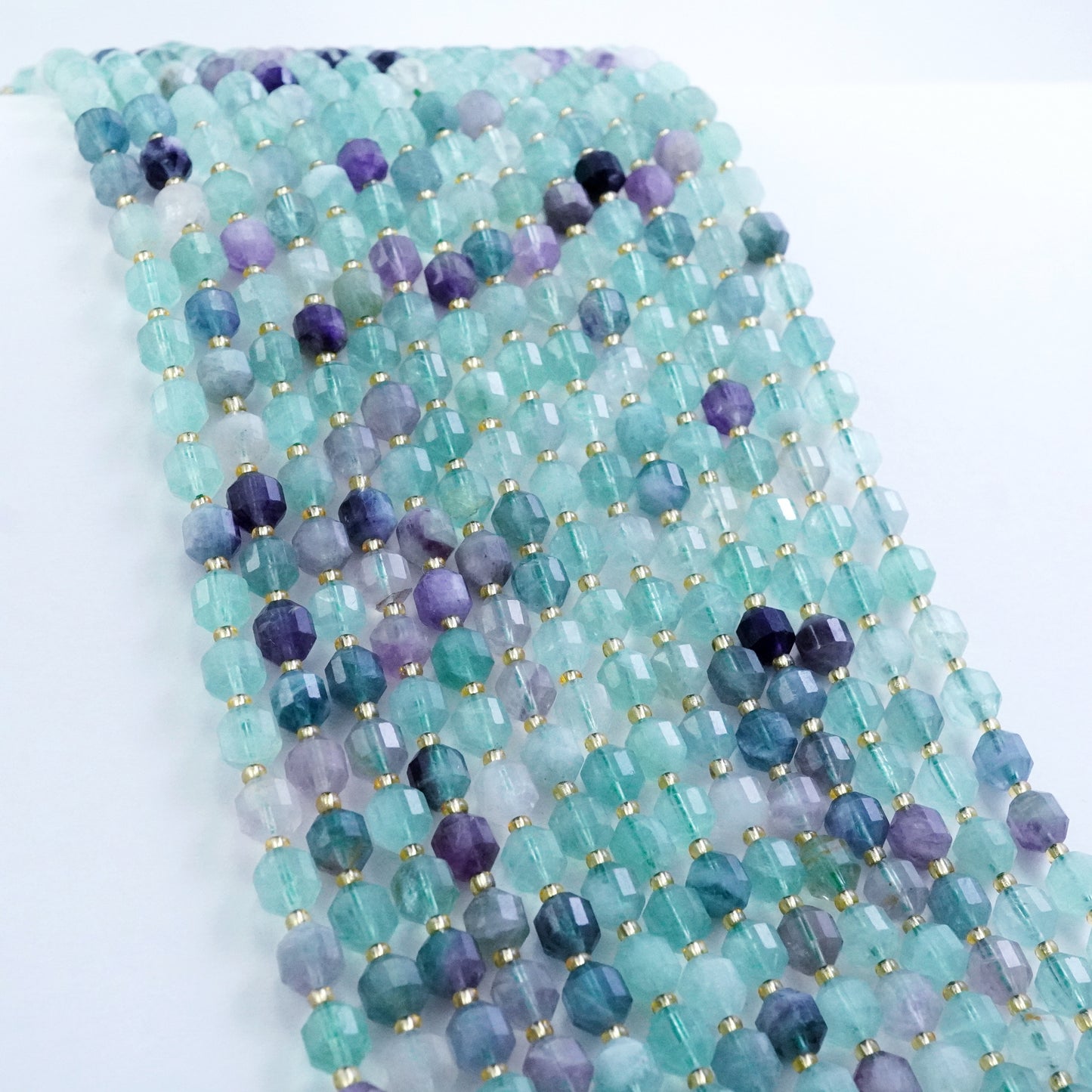 Fluorite (Barrel)(Faceted)(8x7mm)(16"Strand)
