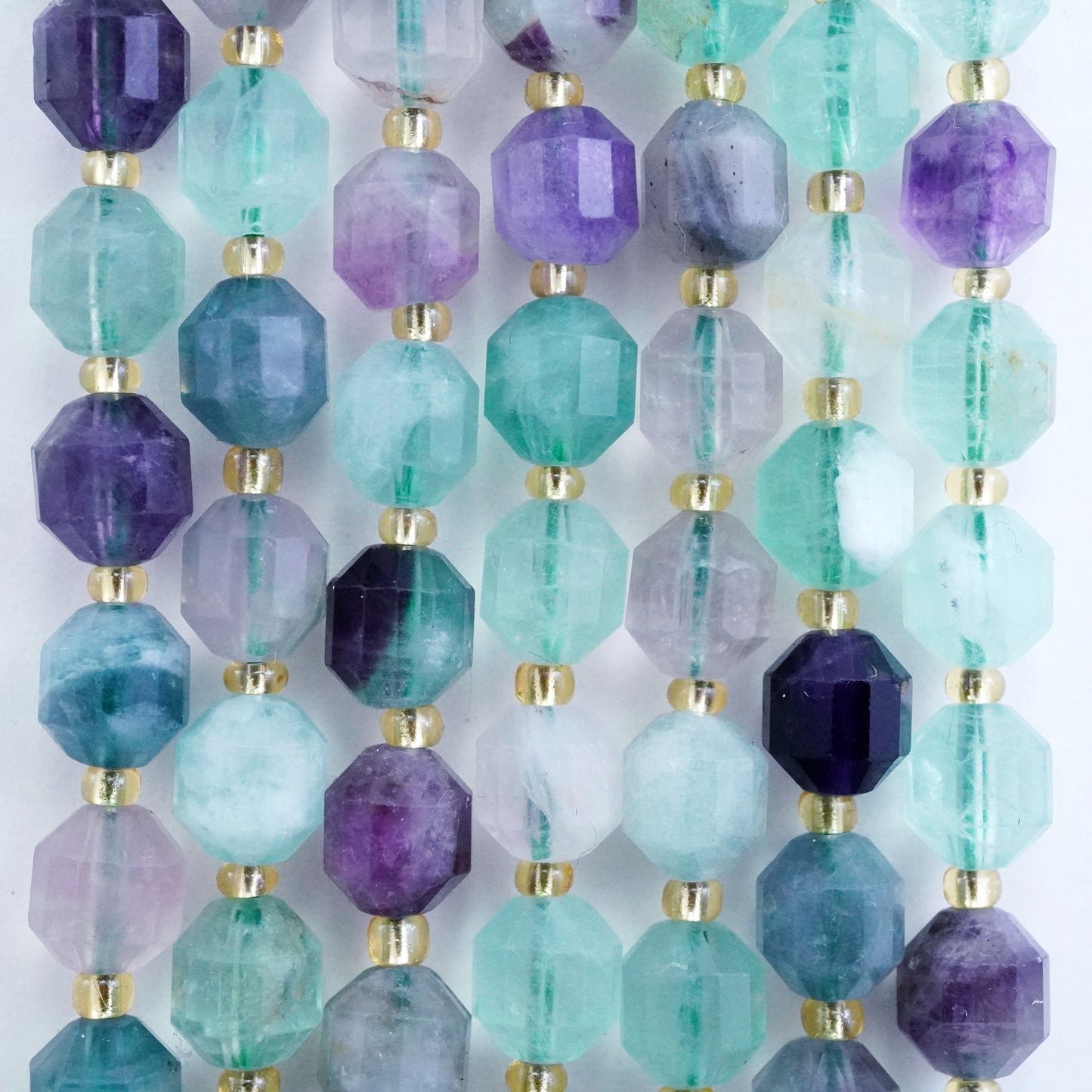 Fluorite (Barrel)(Faceted)(8x7mm)(16"Strand)