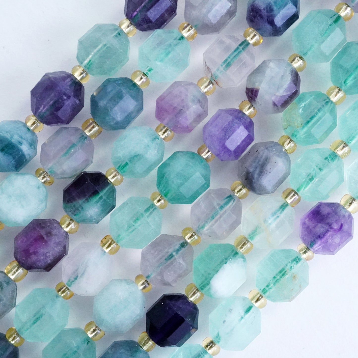 Fluorite (Barrel)(Faceted)(8x7mm)(16"Strand)