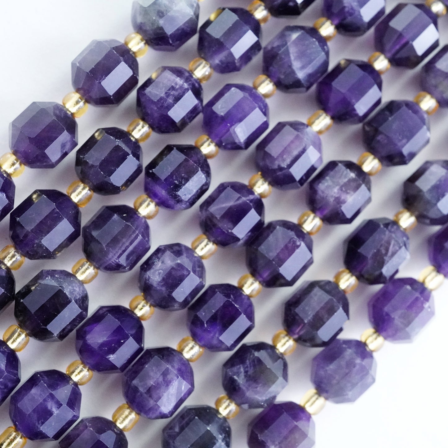 Amethyst (Barrel)(Faceted)(8x7mm)(16"Strand)