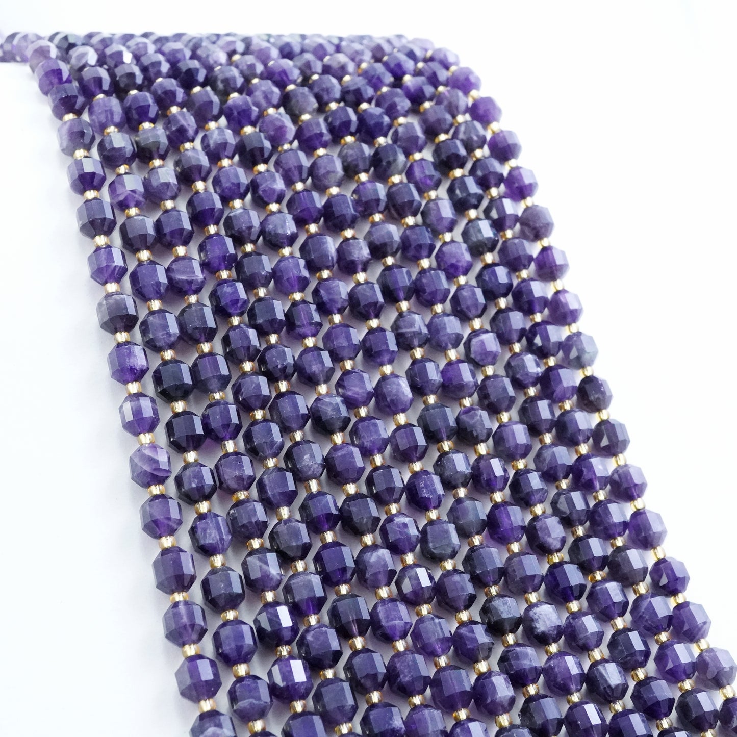 Amethyst (Barrel)(Faceted)(8x7mm)(16"Strand)