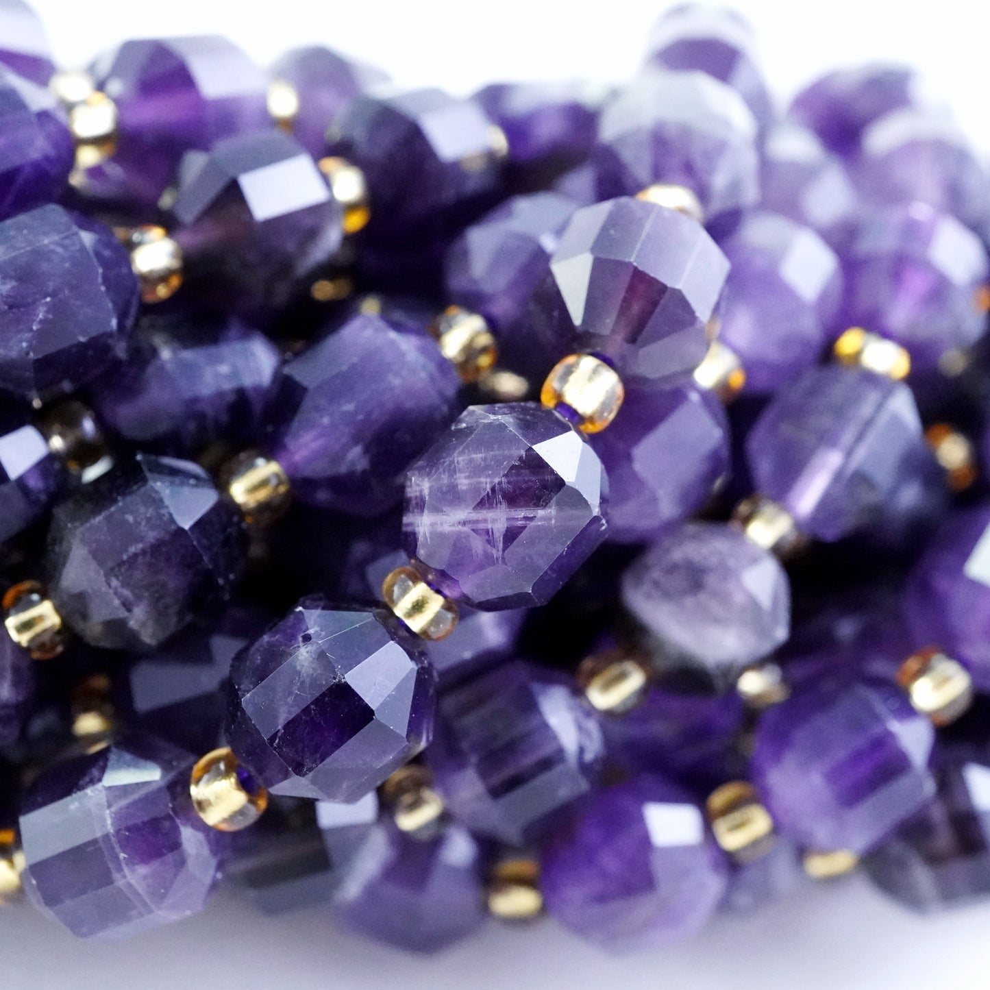 Amethyst (Barrel)(Faceted)(8x7mm)(16"Strand)