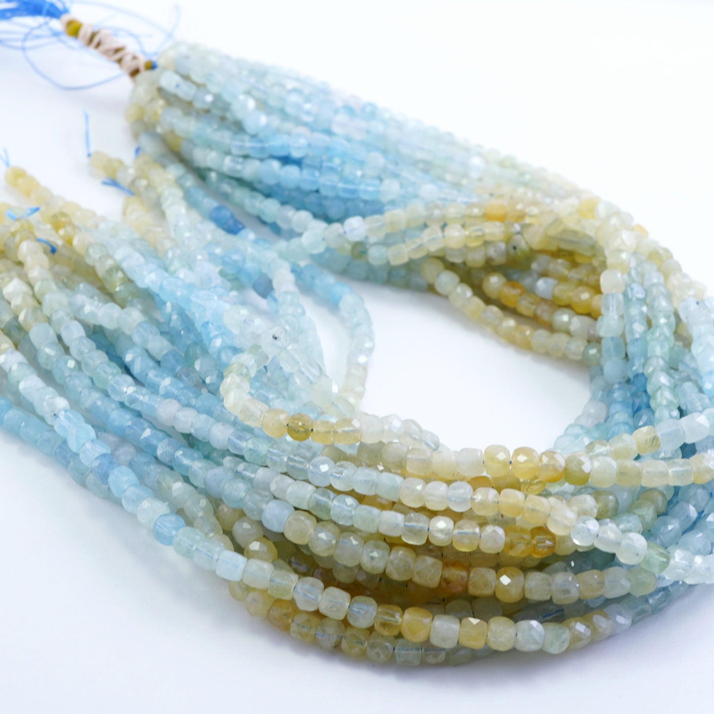 Aquamarine/Heliodor Mix (Cube)(Micro)(Faceted)(4mm)(15"Strand)