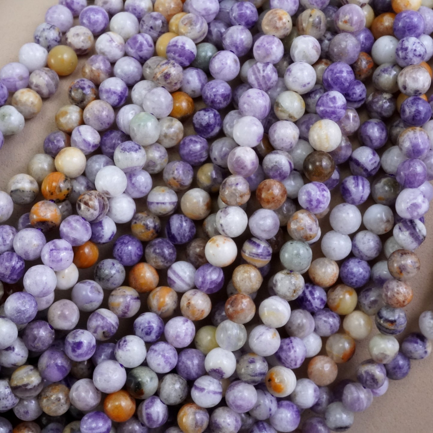 Purple Flower Jasper (Round)(Smooth)(4mm)(6mm)(16"Strand)