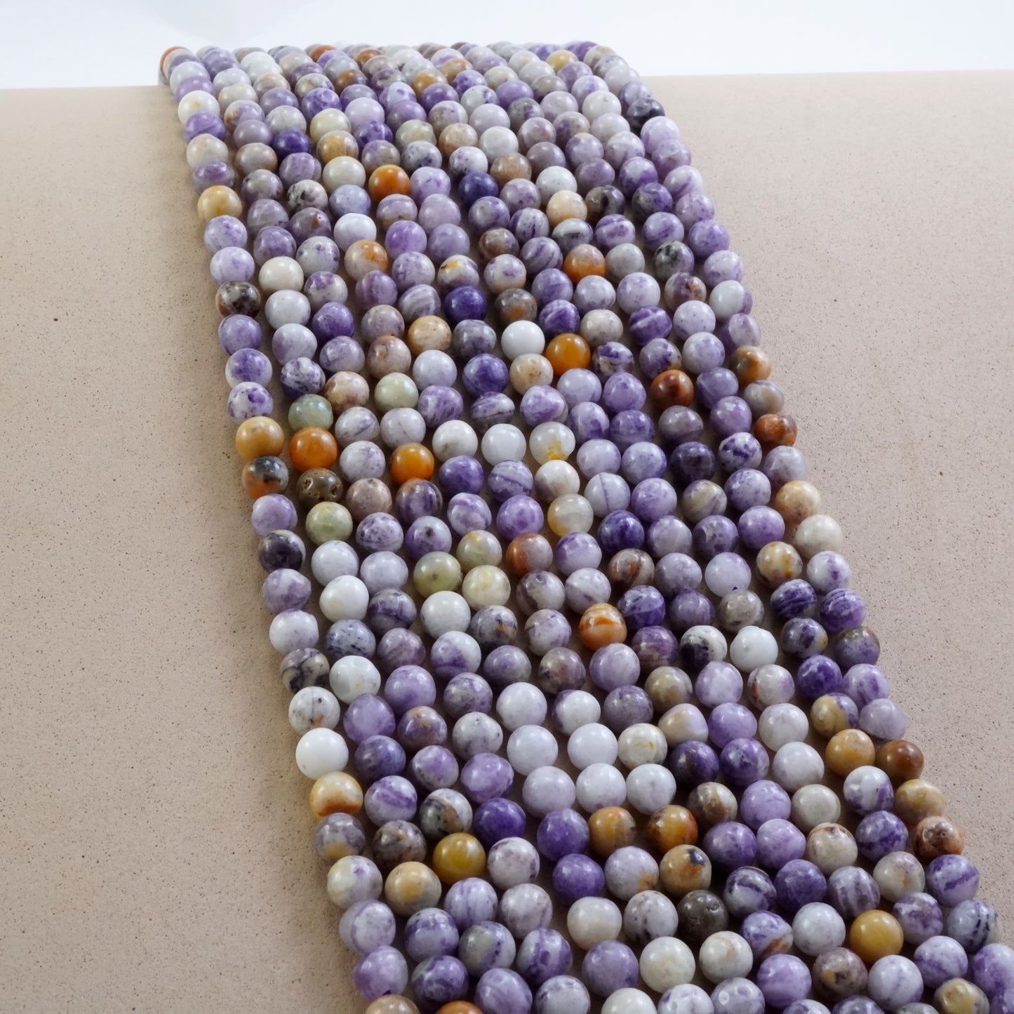 Purple Flower Jasper (Round)(Smooth)(4mm)(6mm)(16"Strand)