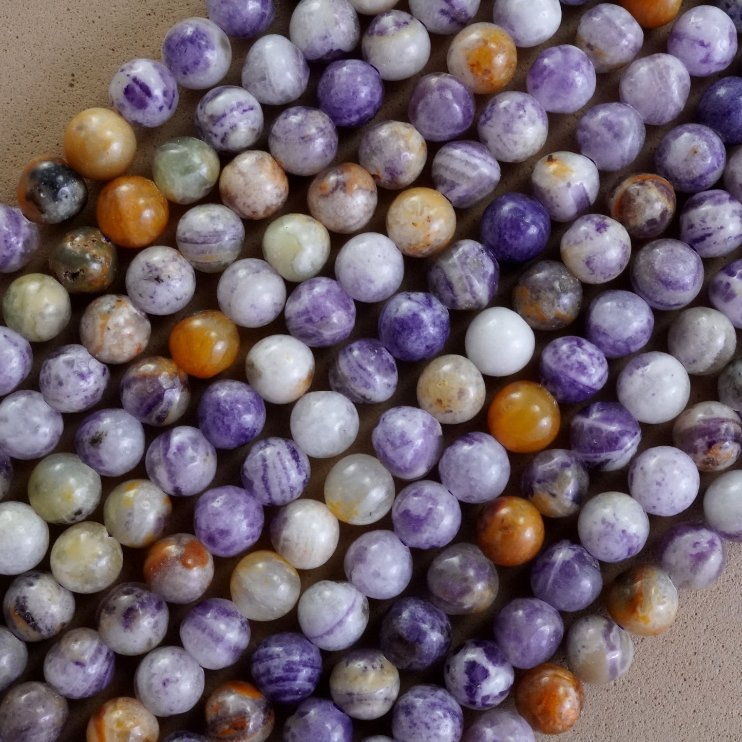 Purple Flower Jasper (Round)(Smooth)(4mm)(6mm)(16"Strand)