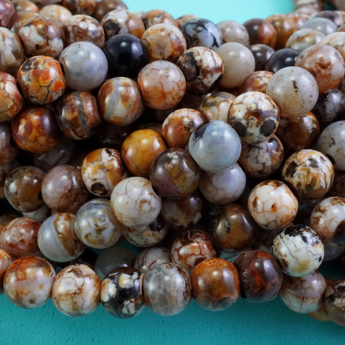 Light Brown Terra Agate (Round)(Smooth)(Dyed)(6mm(8mm)(10mm))(16"Strand)