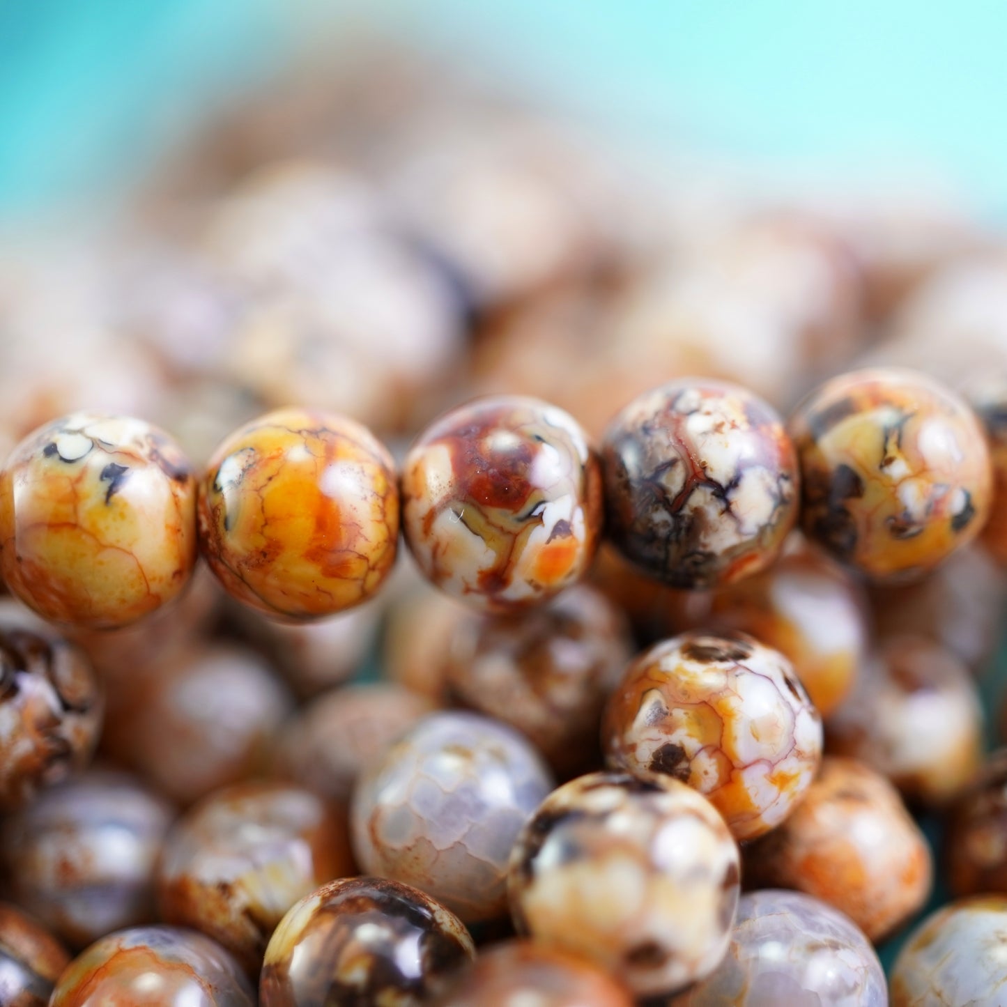 Light Brown Terra Agate (Round)(Smooth)(Dyed)(6mm(8mm)(10mm))(16"Strand)