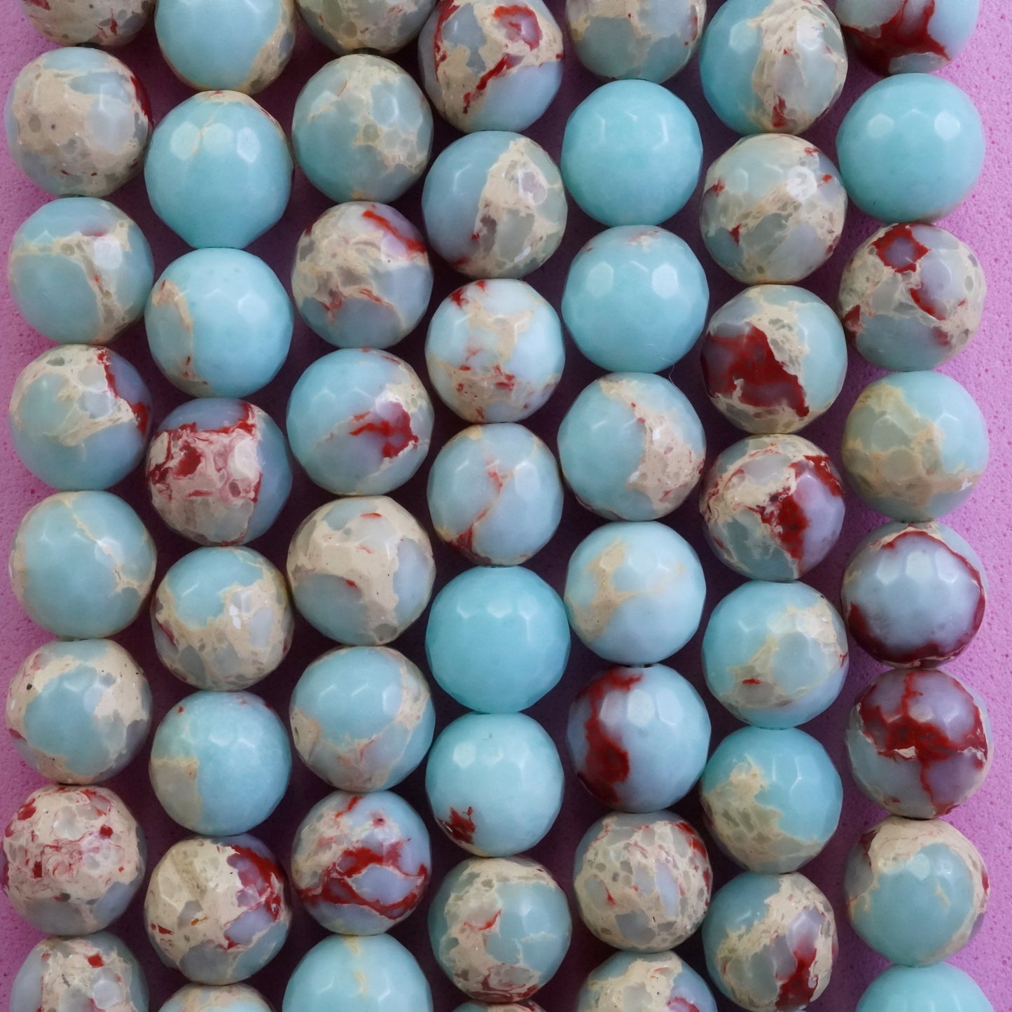 Aqua Terra Jasper (Round)(Faceted)(4mm)(6mm)(8mm)(10mm)(16"Strand)