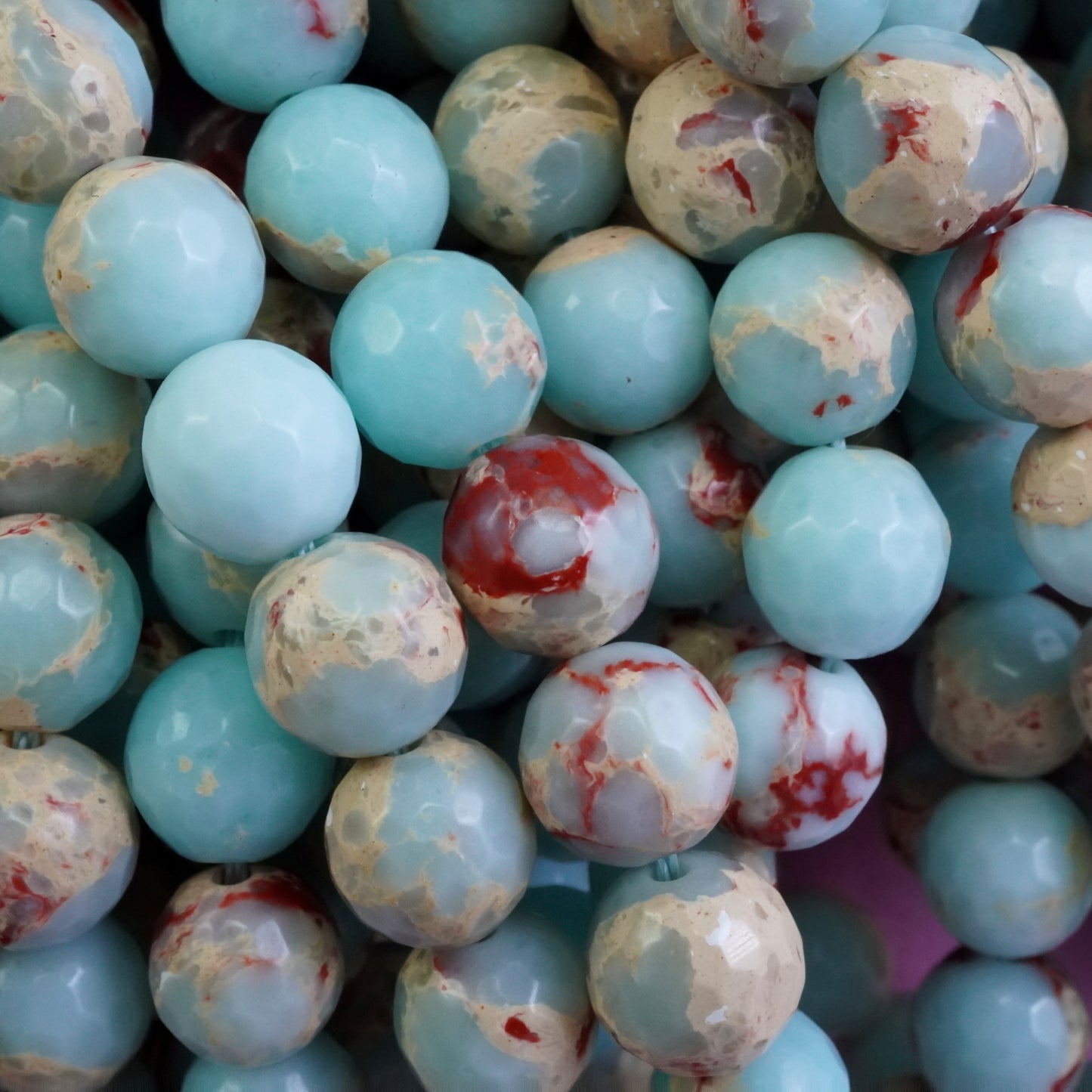 Aqua Terra Jasper (Round)(Faceted)(4mm)(6mm)(8mm)(10mm)(16"Strand)