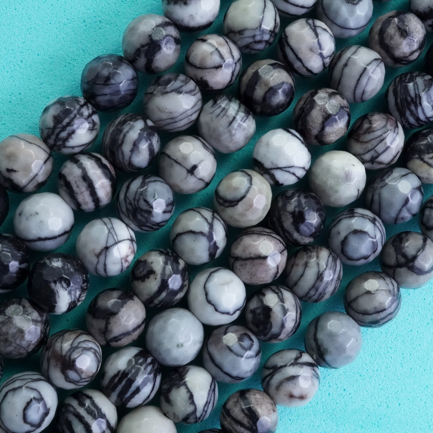 Spider Web Jasper (Round)(Faceted)(4mm)(6mm)(8mm)(10mm)(16"Strand)