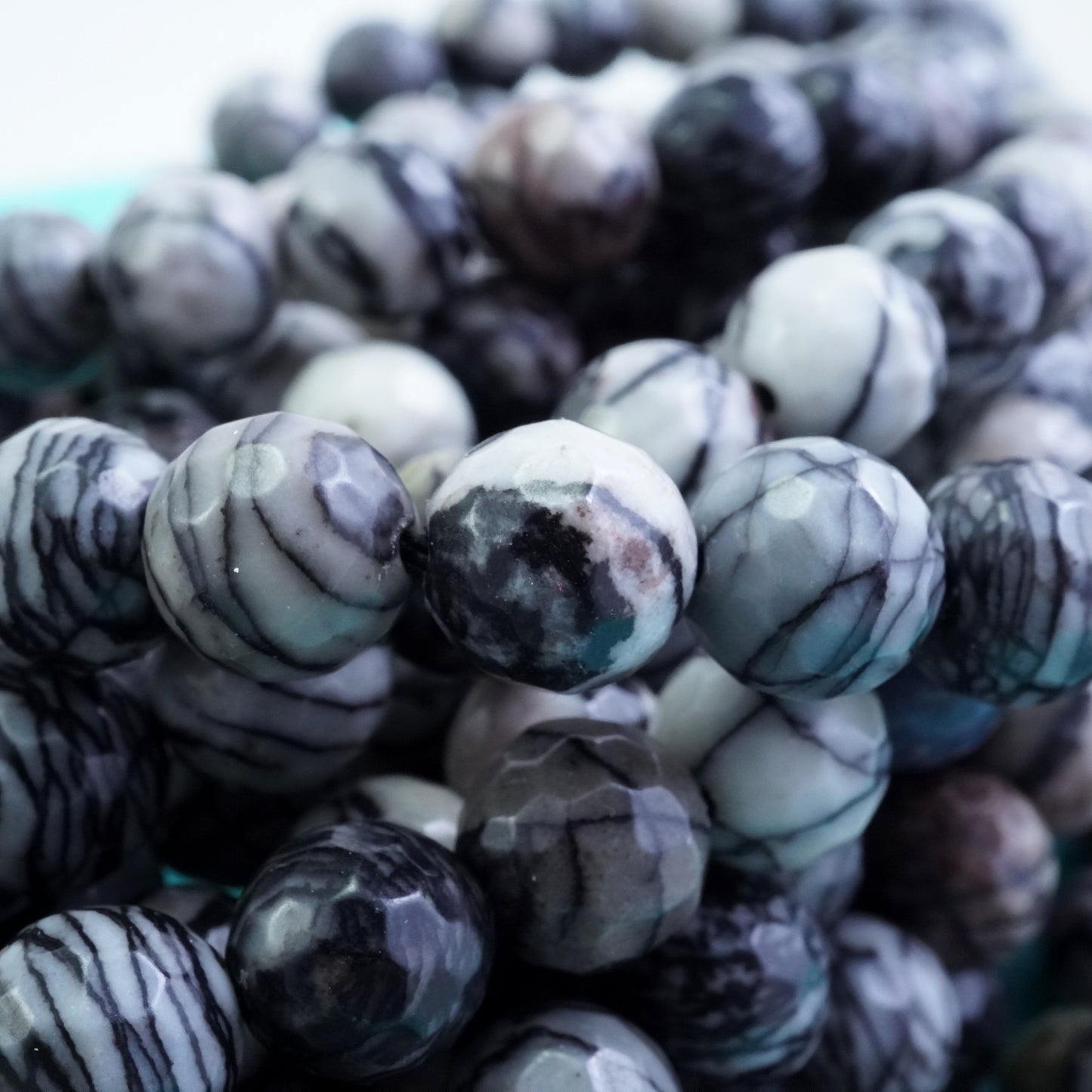 Spider Web Jasper (Round)(Faceted)(4mm)(6mm)(8mm)(10mm)(16"Strand)