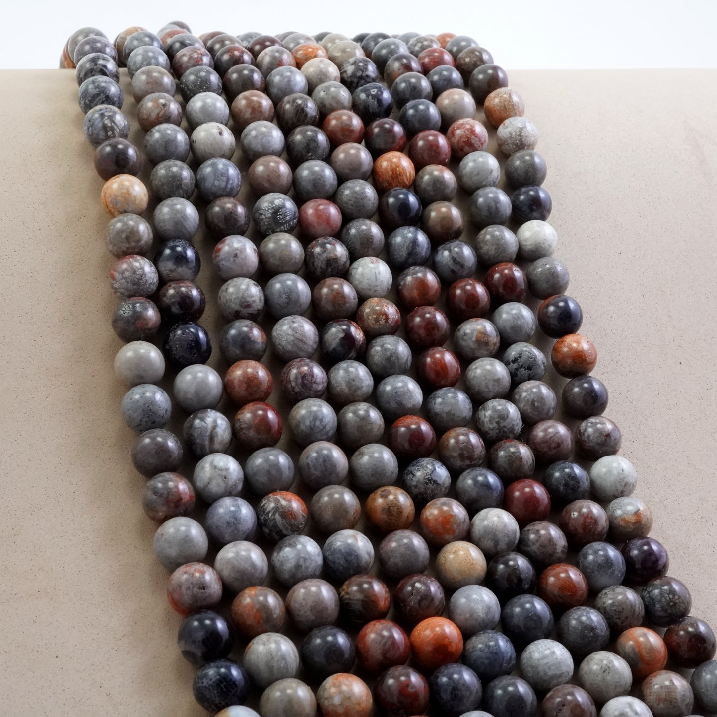 Fossil Coral (Mix Color)(Round)(Smooth)(4mm)(6mm)(8mm)(10mm)(16"Strand)