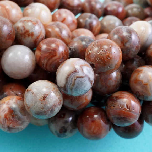 Red Lace Agate (Round)(Smooth)(6mm)(8mm)(10mm)(16