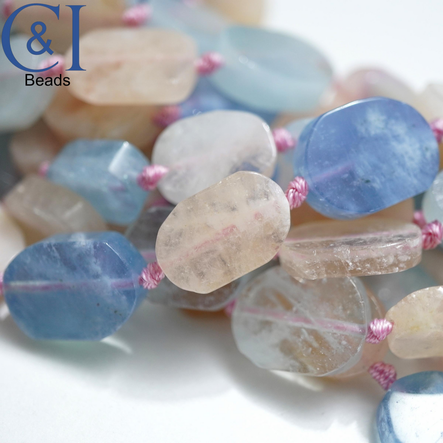 Aquamarine/Morganite Mix (Oval)(Raw)(12x17mm)(16"Strand)