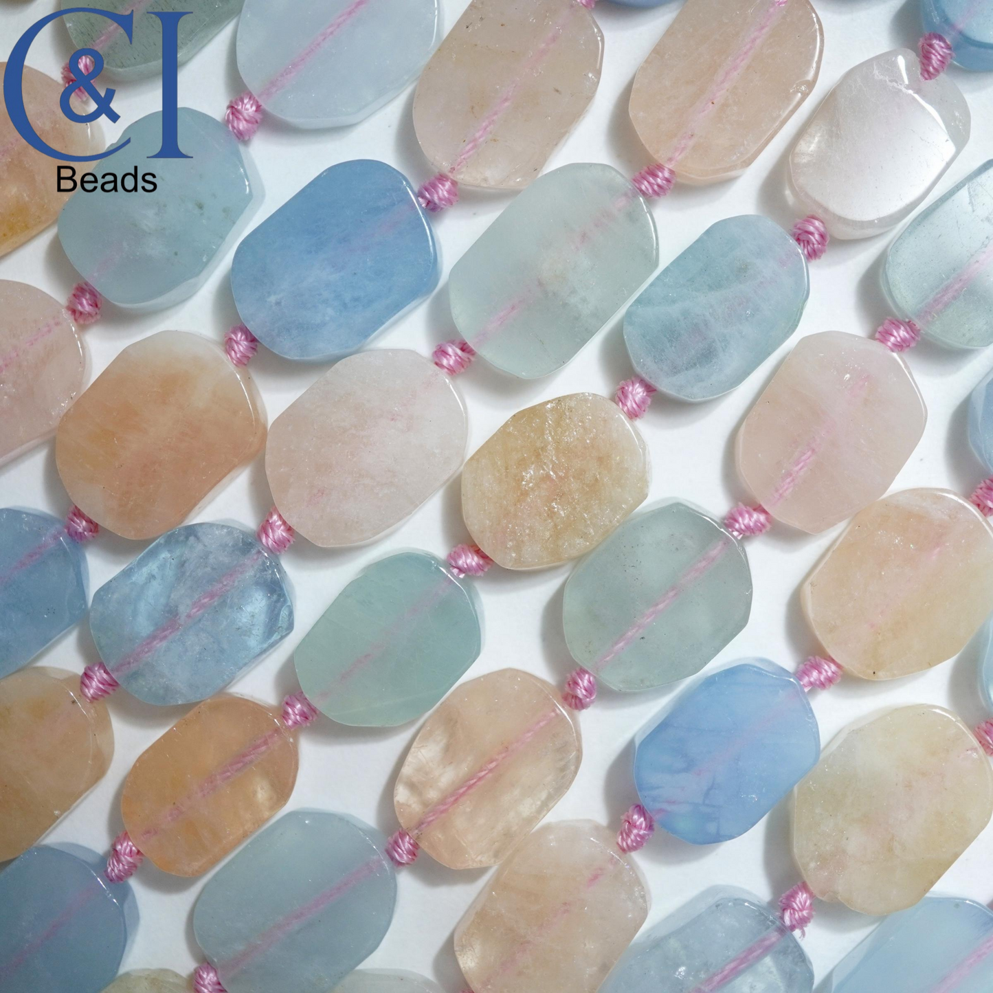 Aquamarine/Morganite Mix (Oval)(Raw)(12x17mm)(16"Strand)