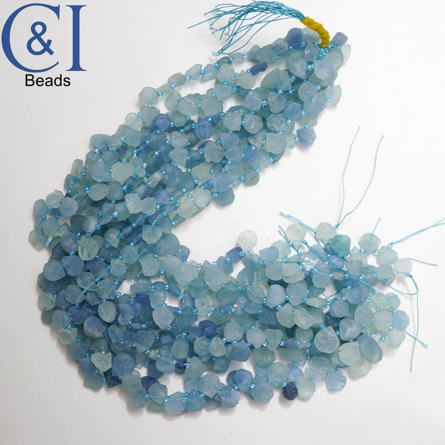 Aquamarine (Teardrop)(Raw)(12mm)(16"Strand)