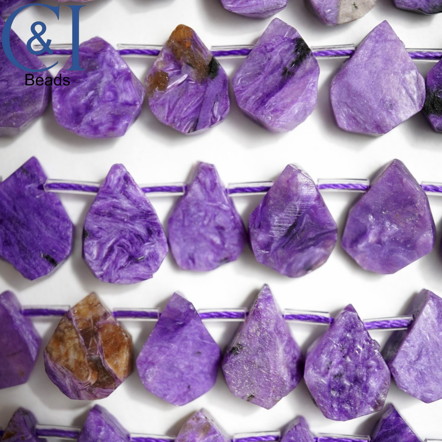 Charoite (Teardrop)(Raw)(12mm)(16"Strand)
