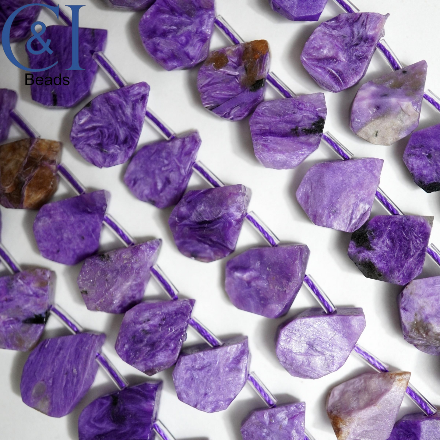 Charoite (Teardrop)(Raw)(12mm)(16"Strand)