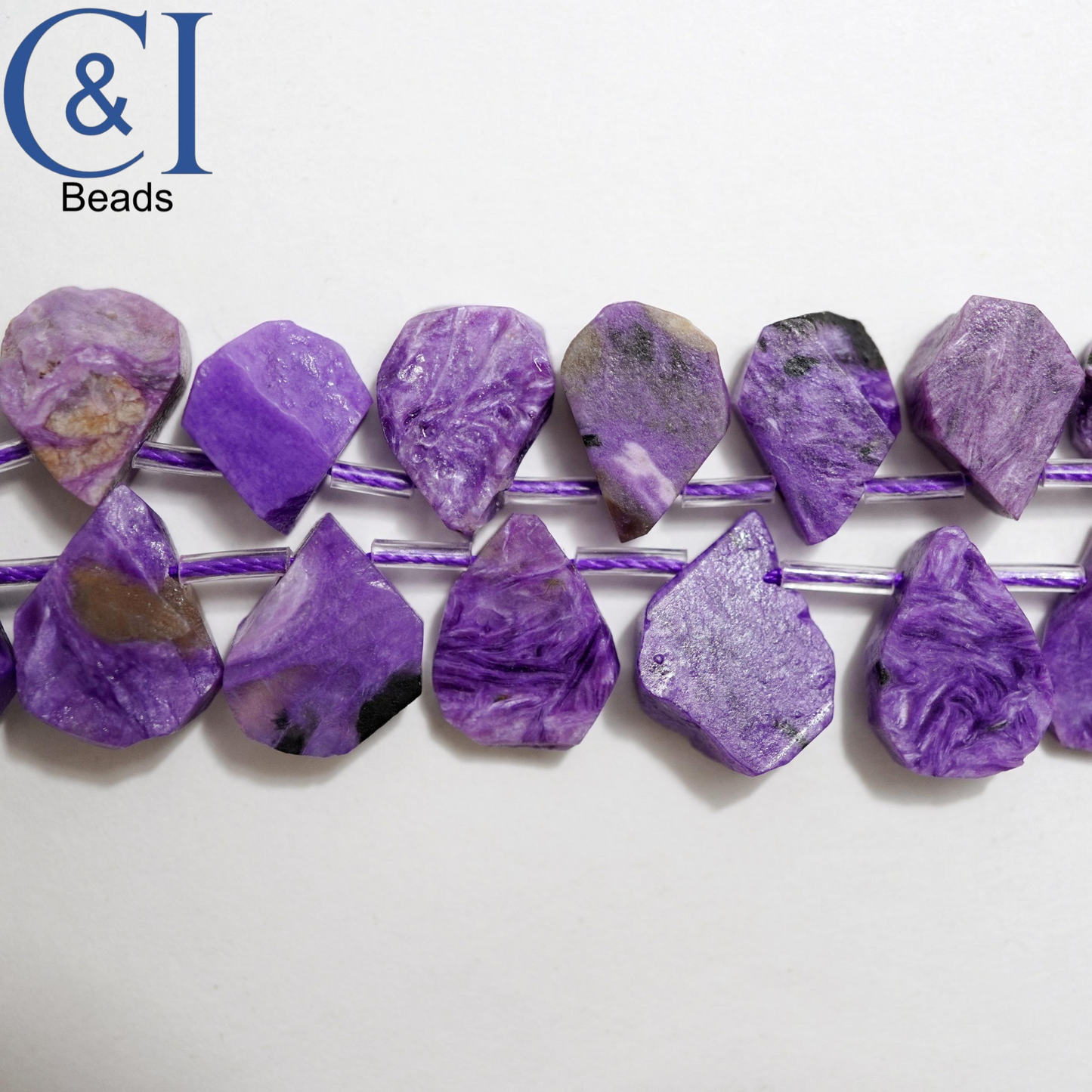 Charoite (Teardrop)(Raw)(12mm)(16"Strand)