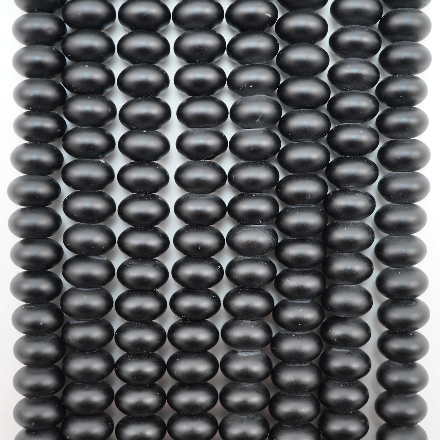 Black Onyx (Rondelle)(Matte)(6mm)(8mm)(16"Strand)