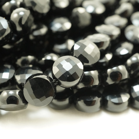 Black Onyx (Coin)(Micro)(Faceted)(6×4mm)(15