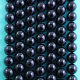 Black Tourmaline (Round)(Smooth)(3mm)(4mm)(6mm)(8mm)(10mm)(12mm)(16"Strand)