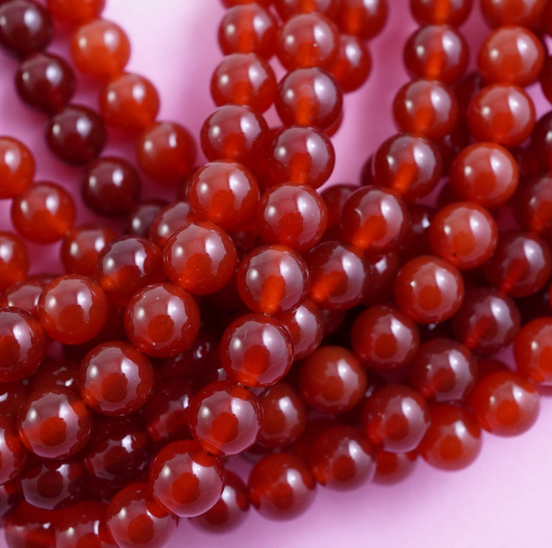 Carnelian (Round)(Smooth)(4mm)(6mm)(8mm)(10mm)(12mm)(16"Strand)