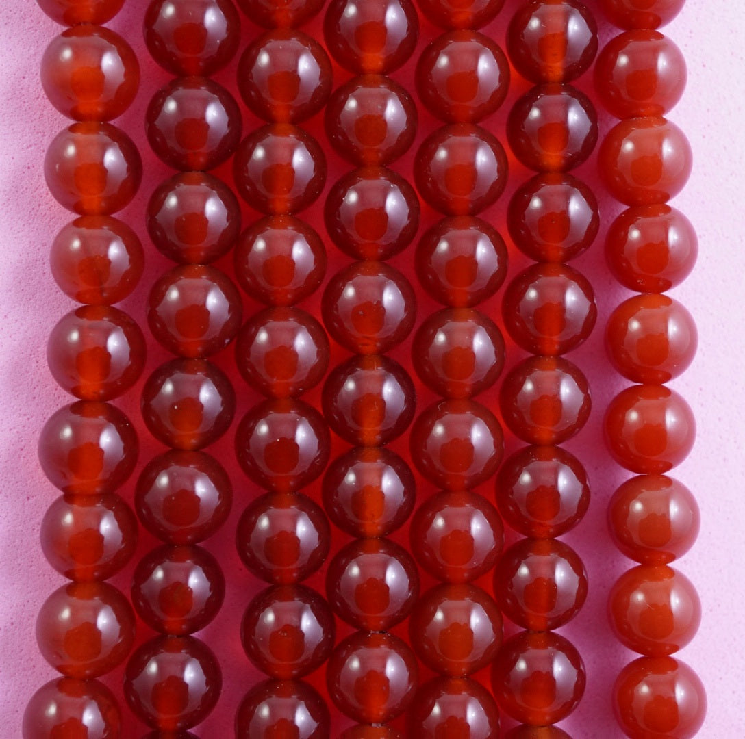 Carnelian (Round)(Smooth)(4mm)(6mm)(8mm)(10mm)(12mm)(16"Strand)